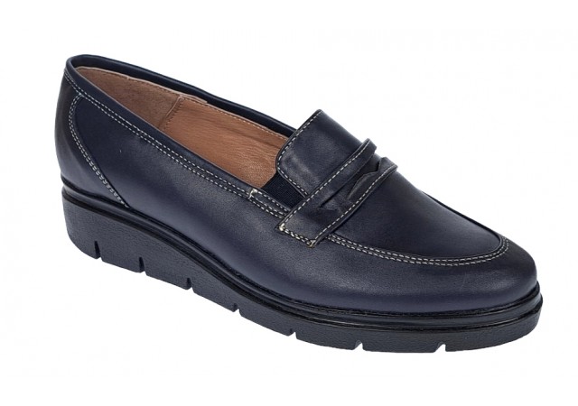 Oferta marimea  36 -  Pantofi dama, casual, din piele naturala in combinatie cu piele lac,bleumarin - LP105BLBOXLAC